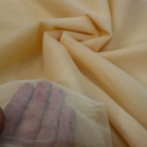پارچه تور فرانسوی ( سانول ) عرض ۳ متر رنگ کرم طلایی سیر