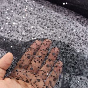 پارچه تور مجلسی جسمیکو رنگ مشکی