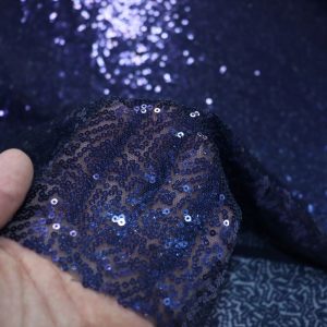 پارچه تور هزار پولک رنگ سرمه‌ای