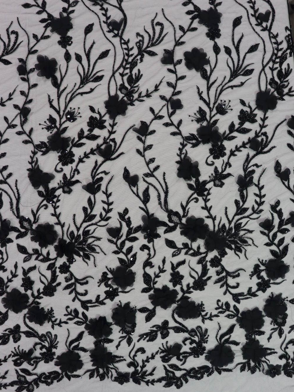 IMG_5838 پارچه گیپور مجلسی گل برجسته مشکی طرح سه