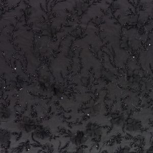 پارچه گیپور مجلسی گل برجسته مشکی طرح سه