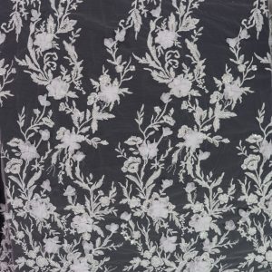 پارچه گیپور مجلسی گل برجسته سفید طرح پنج