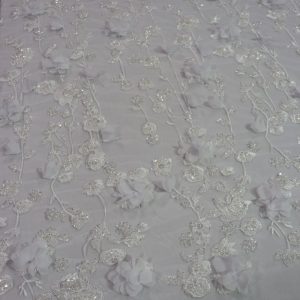 پارچه گیپور مجلسی گل برجسته سفید طرح دو