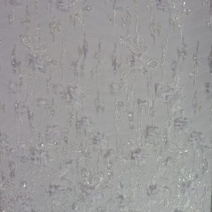 پارچه گیپور مجلسی گل برجسته سفید طرح شش