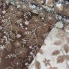 پارچه مجلسی گل حریر برجسته رنگ قهوه ای طرح چهار سری جدید
