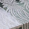 پارچه تور کار شده طرح الیزابت رنگ سبز تیفانی